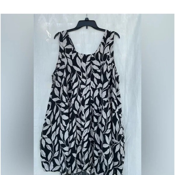 Ava & Viv Black and Cream Leaf Print Strapless Dress - Picture 4 of 7
